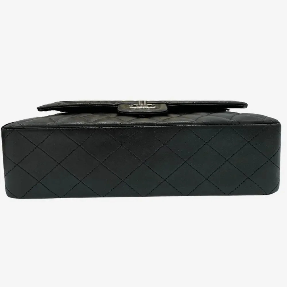 AUTHENTIC Chanel Medium Double Flap Black Lambskin w Silver Hardware from 2012 - Picture 3 of 15